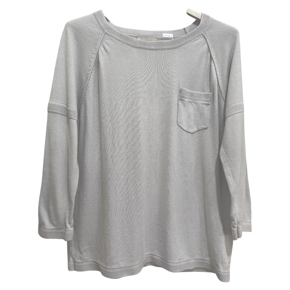 Evolution Gray Knit sweater Top Sz M